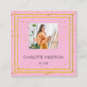 Rosa goldfarbenes Foto QR-Code Quadratische Visitenkarte (Vorderseite)