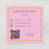Rosa goldfarbenes Foto QR-Code Quadratische Visitenkarte (Rückseite)