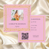 Rosa goldfarbenes Foto QR-Code Quadratische Visitenkarte