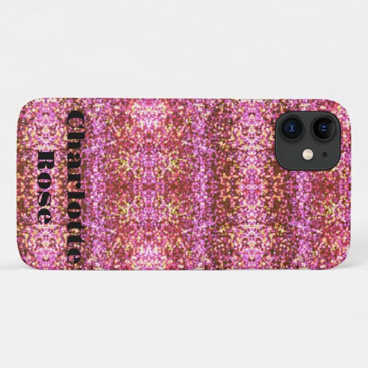 Rosa goldfarbenes glitteriges Muster Case-Mate iPhone Hülle (Rückseite (Horizontal))