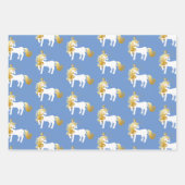 Rosa-goldfarbenes Lila Einhorn Geschenkpapier Set (Vorderseite 3)