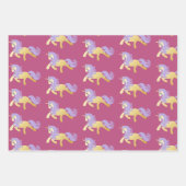 Rosa-goldfarbenes Lila Einhorn Geschenkpapier Set (Vorderseite)