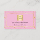 Rosa goldfarbenes Logo, modernes QR-Logo Visitenkarte (Vorderseite)