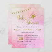 Rosa goldfarbenes Mädchen Mädchen Dusche Einladung (Vorne/Hinten)
