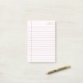 Rosa goldfarbenes Notebook-Monogramm Post-it Klebezettel (Auf Schreibtisch)
