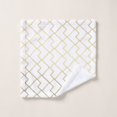 rosa goldfarbenes und weißes geometrisches Muster Badhandtuch Set (Waschlappen)