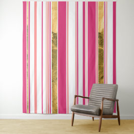 Rosa goldfarbenes vertikales Muster Wandteppich