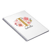 Rosa Goldflorenmonogramm Buchstabe I Notizblock (Rechte Seite)