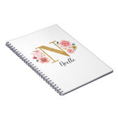 Rosa Goldflorenmonogramm Buchstabe N Notizblock (Rechte Seite)