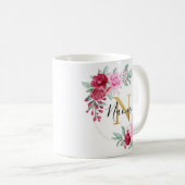 Rosa Goldflorenmonogramm Kaffeetasse (VorderseiteRechts)