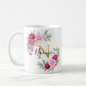 Rosa Goldflorenmonogramm Kaffeetasse (Links)