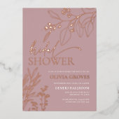 Rosa Goldfoil Bridal Dusche Einladung (Vorderseite)