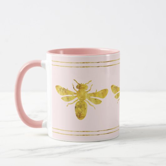 Rosa Goldfoilbiene Tasse (Links)