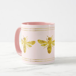 Rosa Goldfoilbiene Tasse