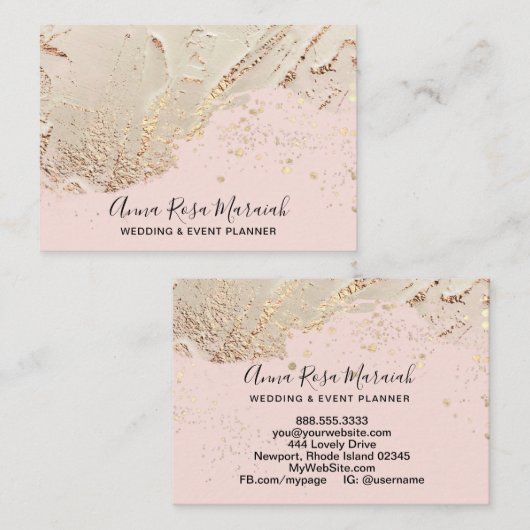 *~* Rosa Goldfolie Glitzer Schöne Hochzeit Elegant Visitenkarte (Vorne/Hinten)