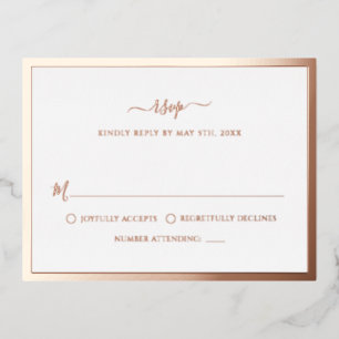 Rosa Goldfolie Hochzeit-RSVP-Karte Folie Einladungspostkarte