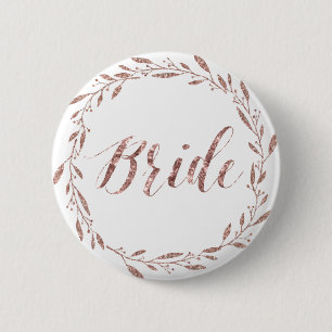 Rosa Goldfolie Hochzeitsknöpfe Kranz Braut Button