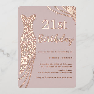 Rosa Goldfolie Kleid Pink Elegant 21. Geburtstag Folieneinladung