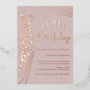 Rosa Goldfolie Kleid Pink Elegant 70. Geburtstag Folieneinladung