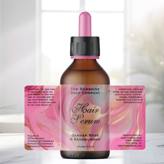 Rosa Goldfolie Kosmetik- oder Tropfflaschenetikett