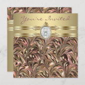 Rosa Goldfrauen Geburtstagsparty Einladungen (Vorne/Hinten)