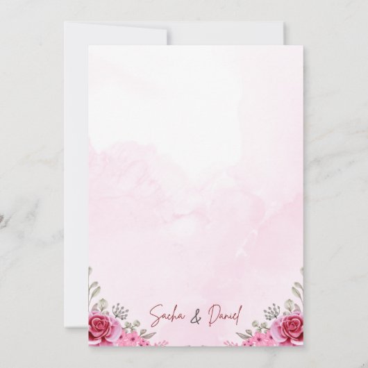 Rosa Goldfreie Hochzeit Einladung (Rückseite)