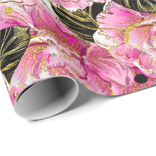 Rosa Goldgelbe Geschenkpapier (Rolleneckpunkt)