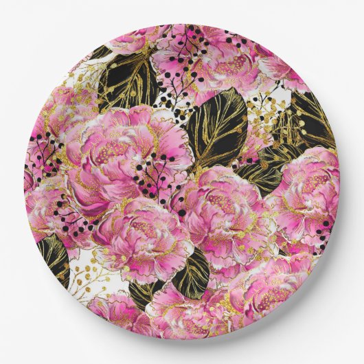 Rosa Goldgelbe Pappteller (Vorderseite)