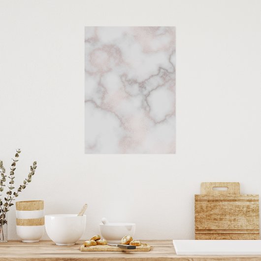 Rosa, goldgelbes Marmormuster in Rosatönen Poster (Küche)