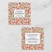 Rosa goldgelbes weißes Wasserfarbenmuster Quadratische Visitenkarte (Vorne/Hinten)