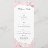 Rosa Goldgeometrische Hochzeits-Menü-oder Menükarte (Vorderseite)