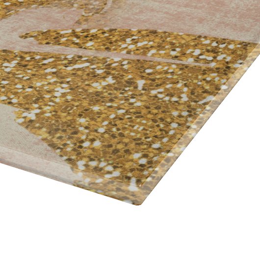 *~* rosa GoldGlitzer beunruhigtes Texturgoldenes Schneidebrett (Ecke)