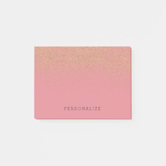 Rosa GoldGlitzer Post-it Klebezettel (Vorderseite)