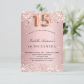 Rosa Goldgold Einladung (Stehend Vorderseite)