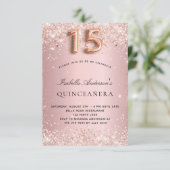 Rosa Goldgold Einladung (Stehend Vorderseite)