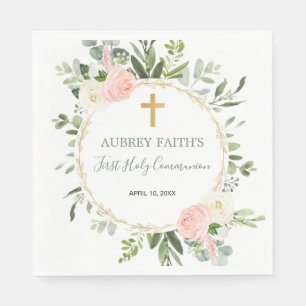 Rosa Goldgrün Eukalyptus Erste Heilige Kommune Serviette