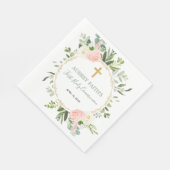 Rosa Goldgrün Eukalyptus Erste Heilige Kommunion Serviette (Ecke)
