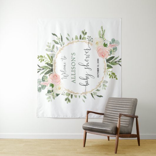 Rosa Goldgrün Mädchen Dusche Hintergrund Schild Wandteppich (Beispiel)