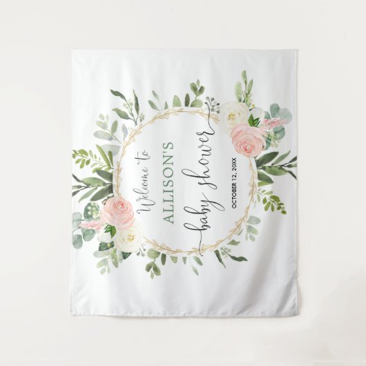 Rosa Goldgrün Mädchen Dusche Hintergrund Schild Wandteppich (Vorderseite)