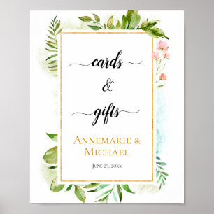 Rosa goldgrüne Botanicals "Karten und Geschenke" U Poster