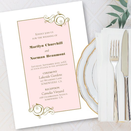 Rosa Goldhochzeit Einladung