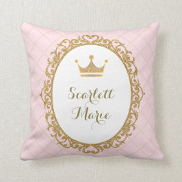 Rosa Goldkönigliche Prinzessin Crown Nursery Kissen