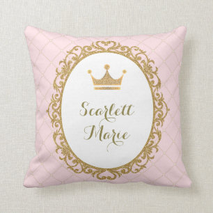 Rosa Goldkönigliche Prinzessin Crown Nursery Kissen