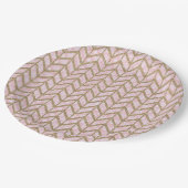 Rosa Goldköniglicher Damast-Zickzack Pappteller (Schrägansicht)
