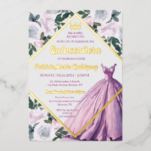 Rosa Goldkrone Gourmets Moderne Blumenschlucht Folieneinladung