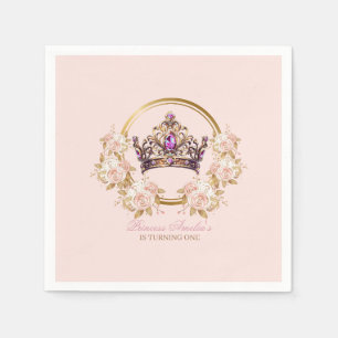 Rosa Goldkrone Prinzessin 1. Geburtstag Serviette