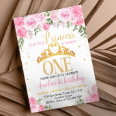 Rosa Goldkronenprinzessin 1. Geburtstag Einladung