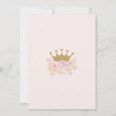 Rosa Goldkronprinzessin Girly Floral Geburtstag Einladung (Rückseite)
