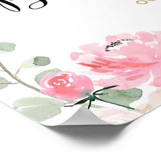 Rosa Goldkürbis Babydusche Begrüßungszeichen Poster (Ecke)