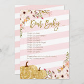 Rosa Goldkürbis-Babyparty-liebe Baby-Spiele Einladung (Vorne/Hinten)